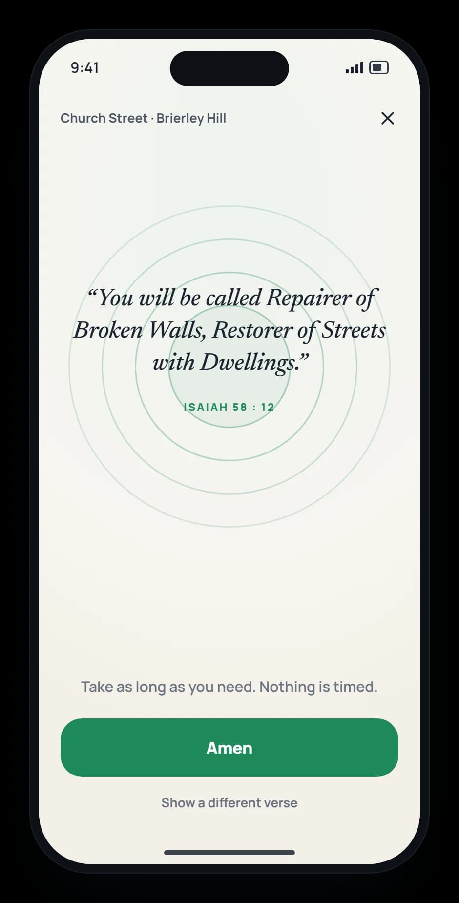 Held, not ticked off: concept screen